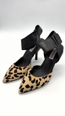 Steven by Steve Madden Heels Womens 7M Leopard Print Calf Hair Black Suede